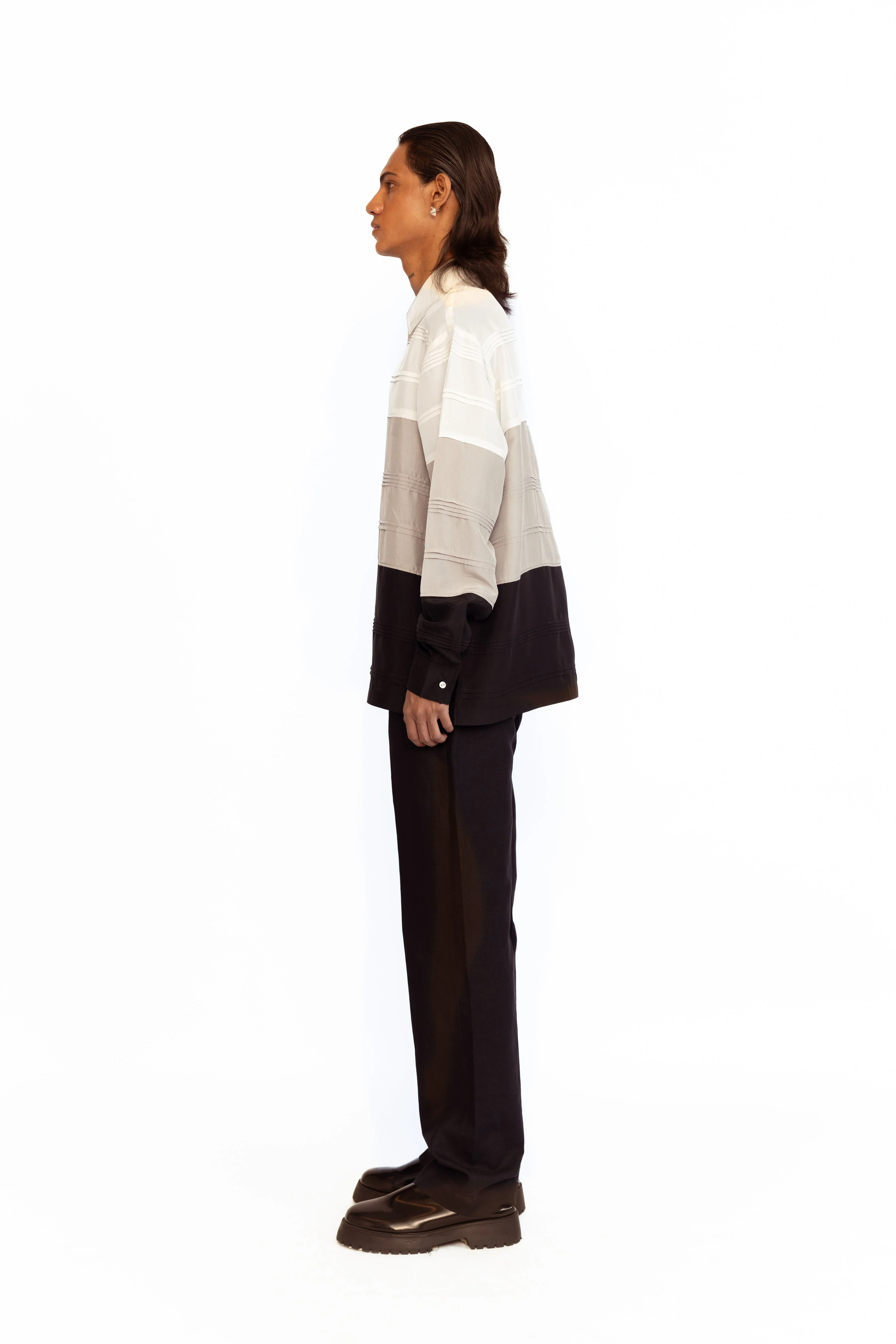 Asher Silk Shirt - Ivory, Silver & Black - Image 4