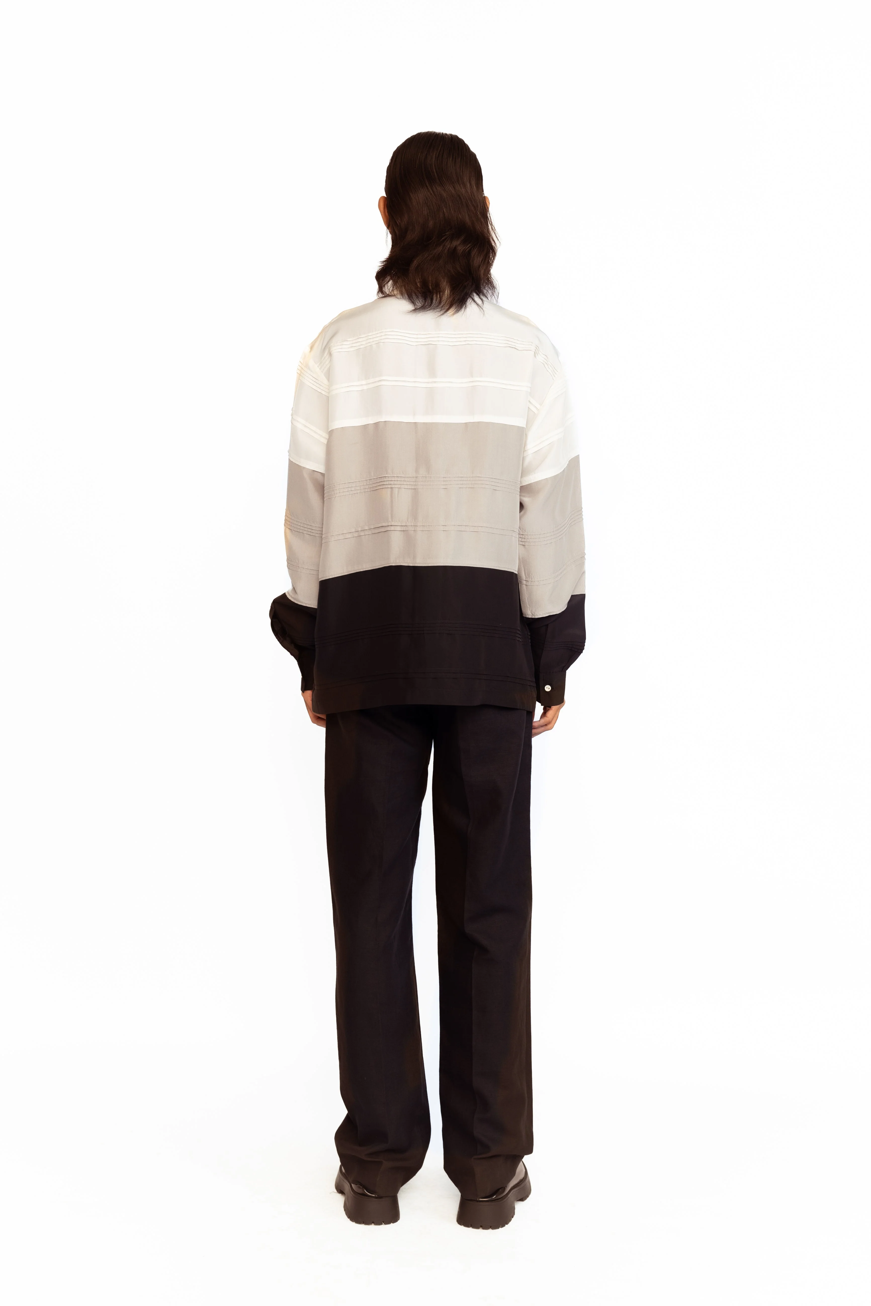 Asher Silk Shirt - Ivory, Silver & Black - Image 6