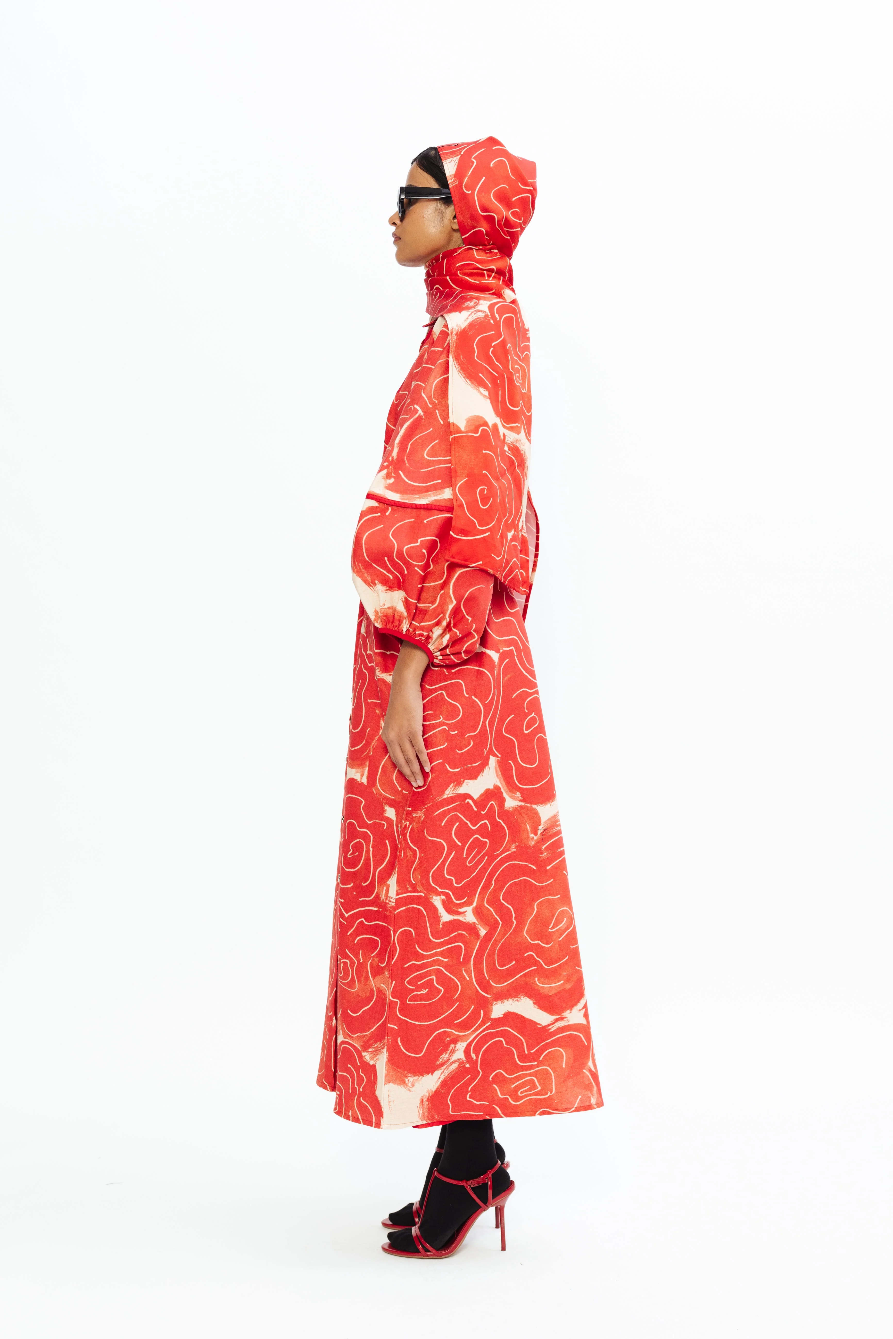 Celestial Linen Dress - Red - Image 3