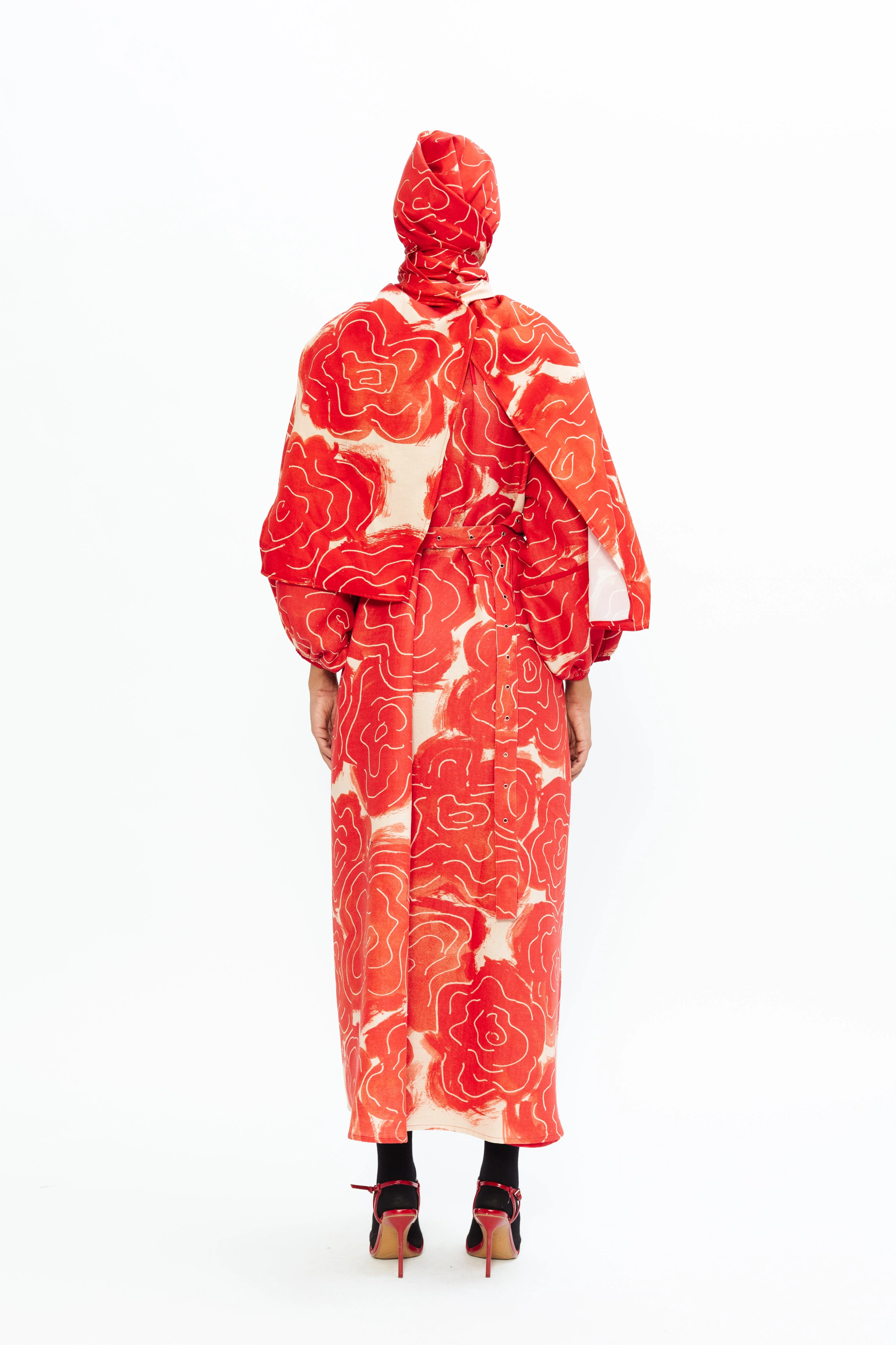 Celestial Linen Dress - Red - Image 4