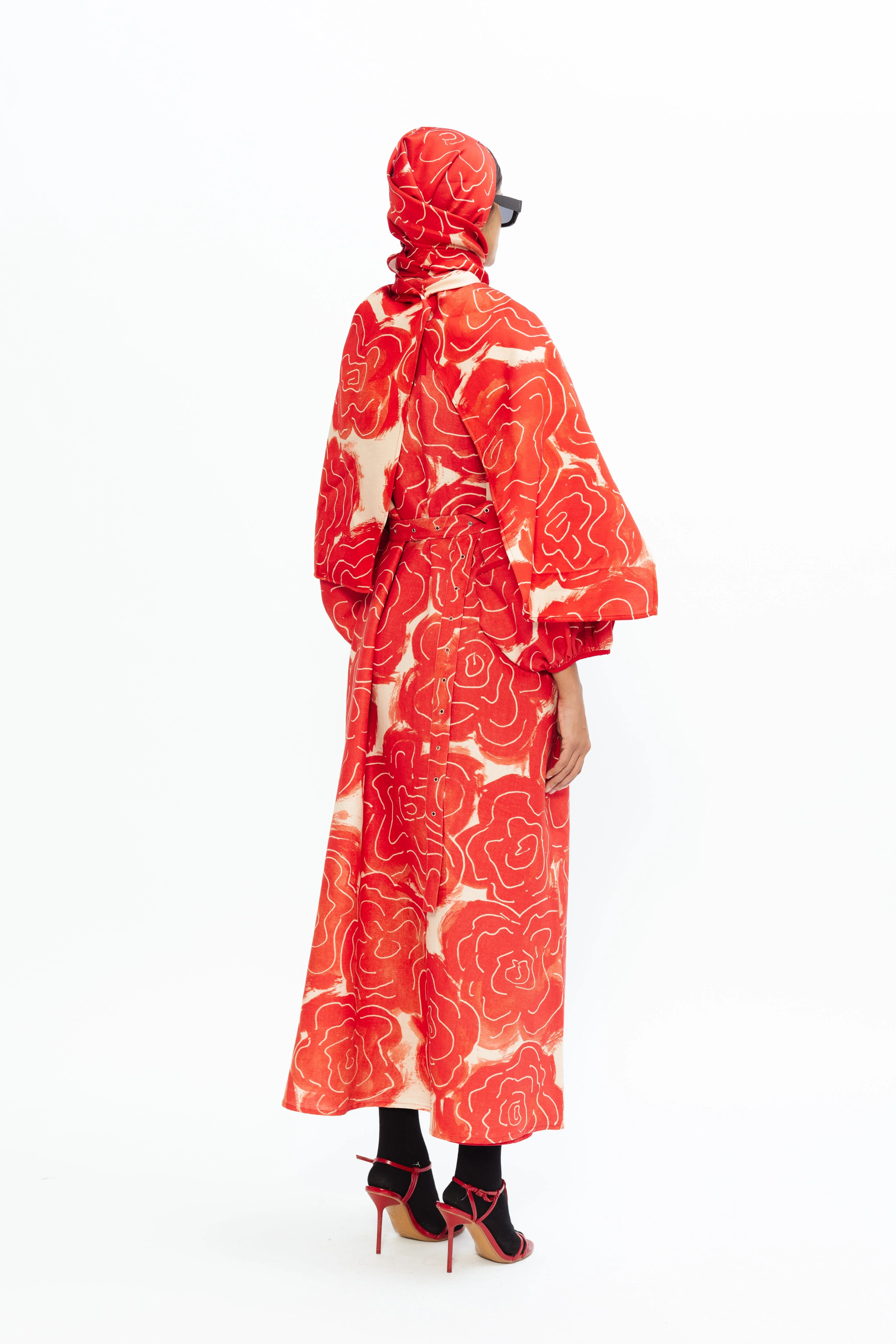 Celestial Linen Dress - Red - Image 5