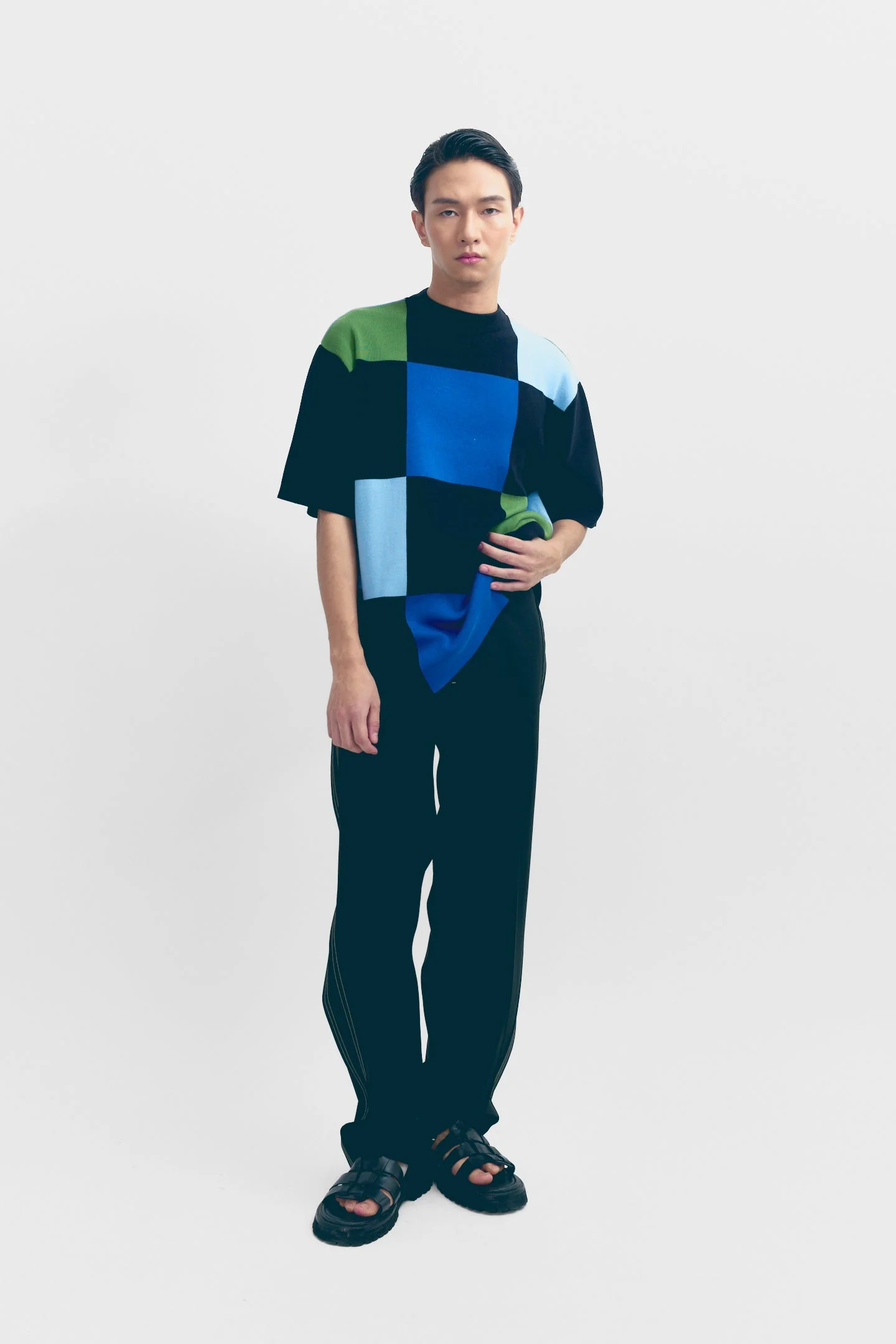 Checker Board Knit T-Shirt - Image 3