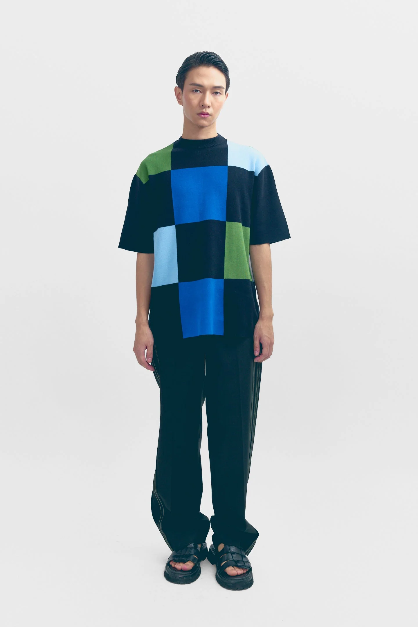 Checker Board Knit T-Shirt - Image 4