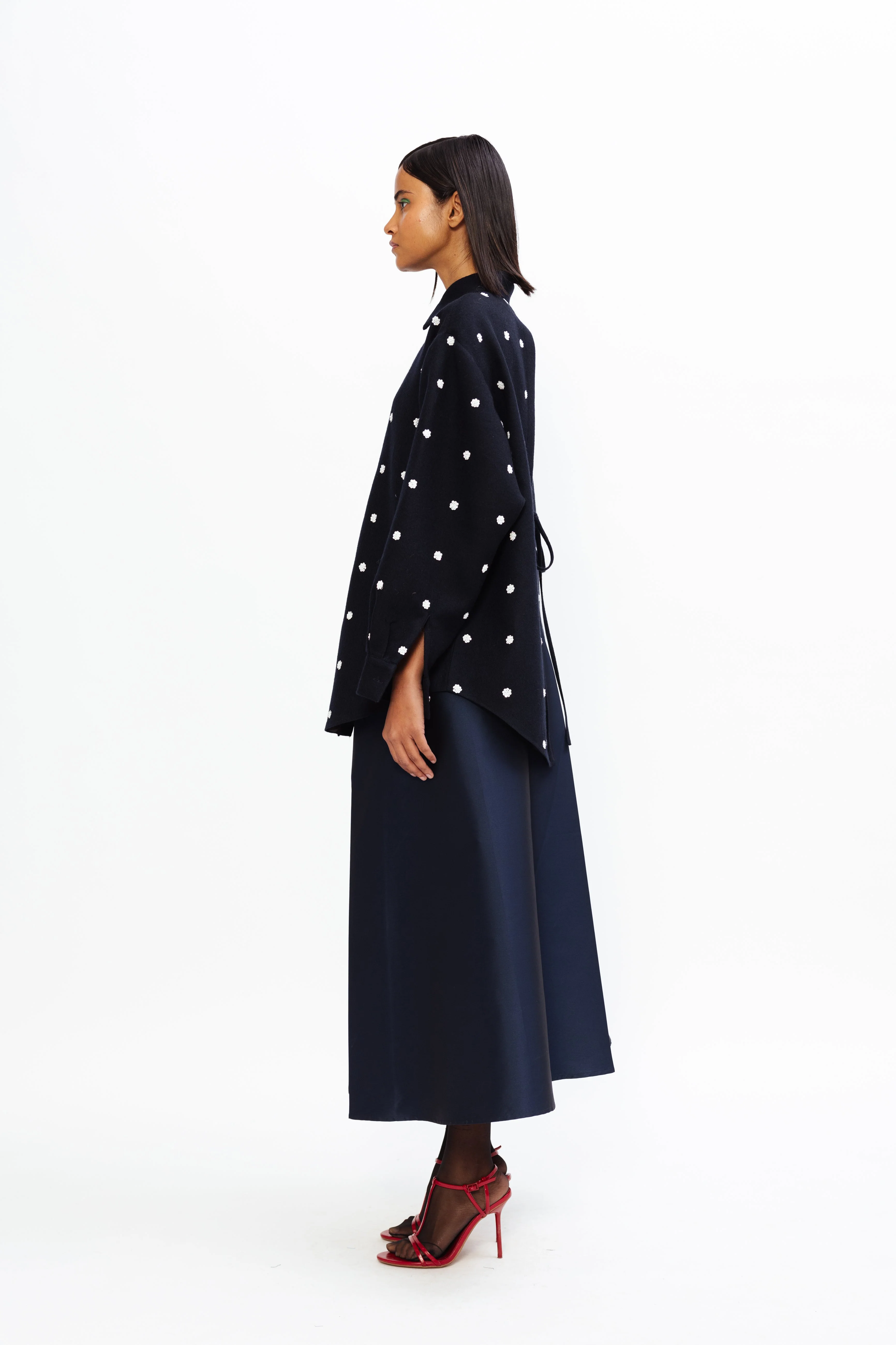 Dot Embroidered Wool Shirt - Image 3