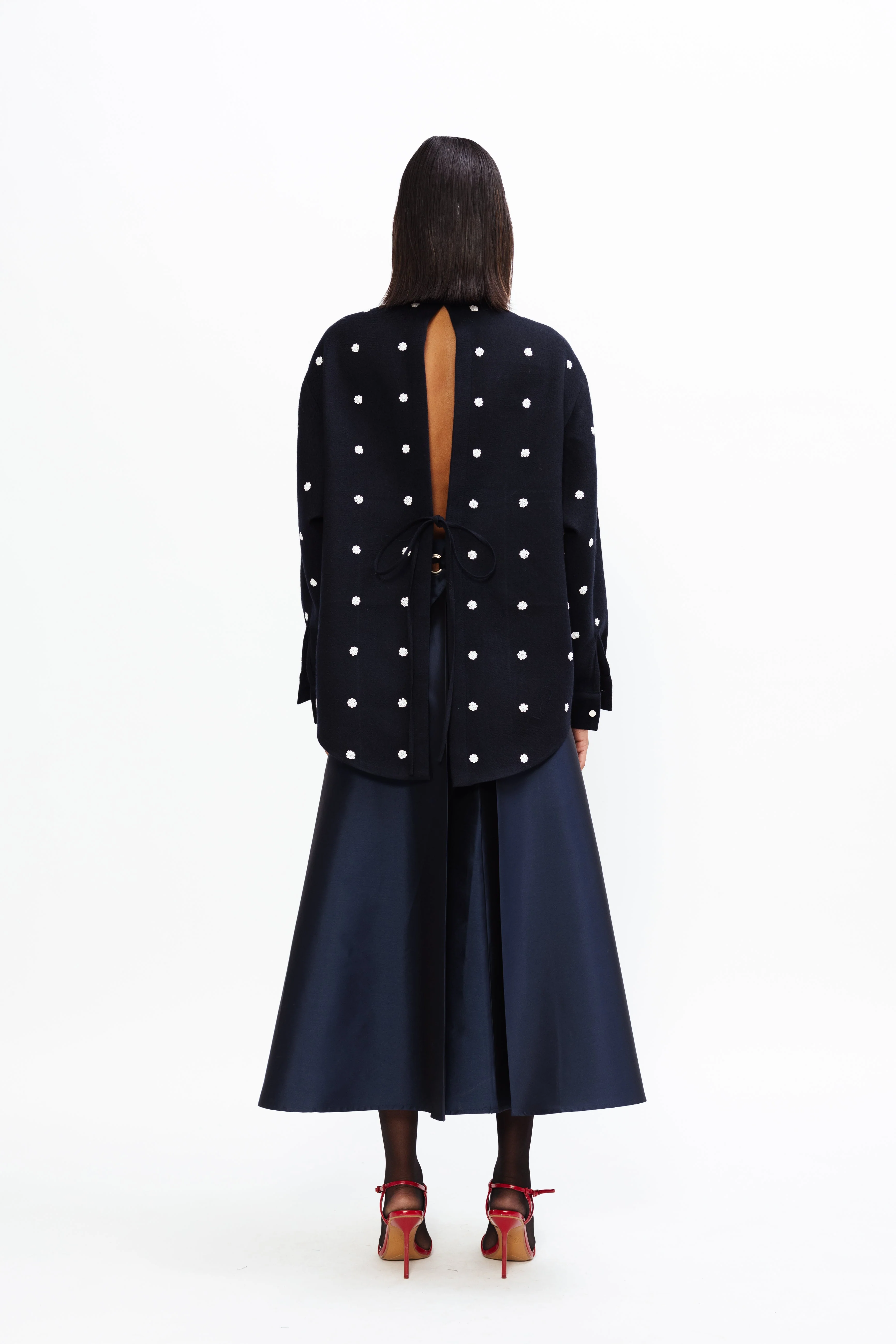 Dot Embroidered Wool Shirt - Image 4