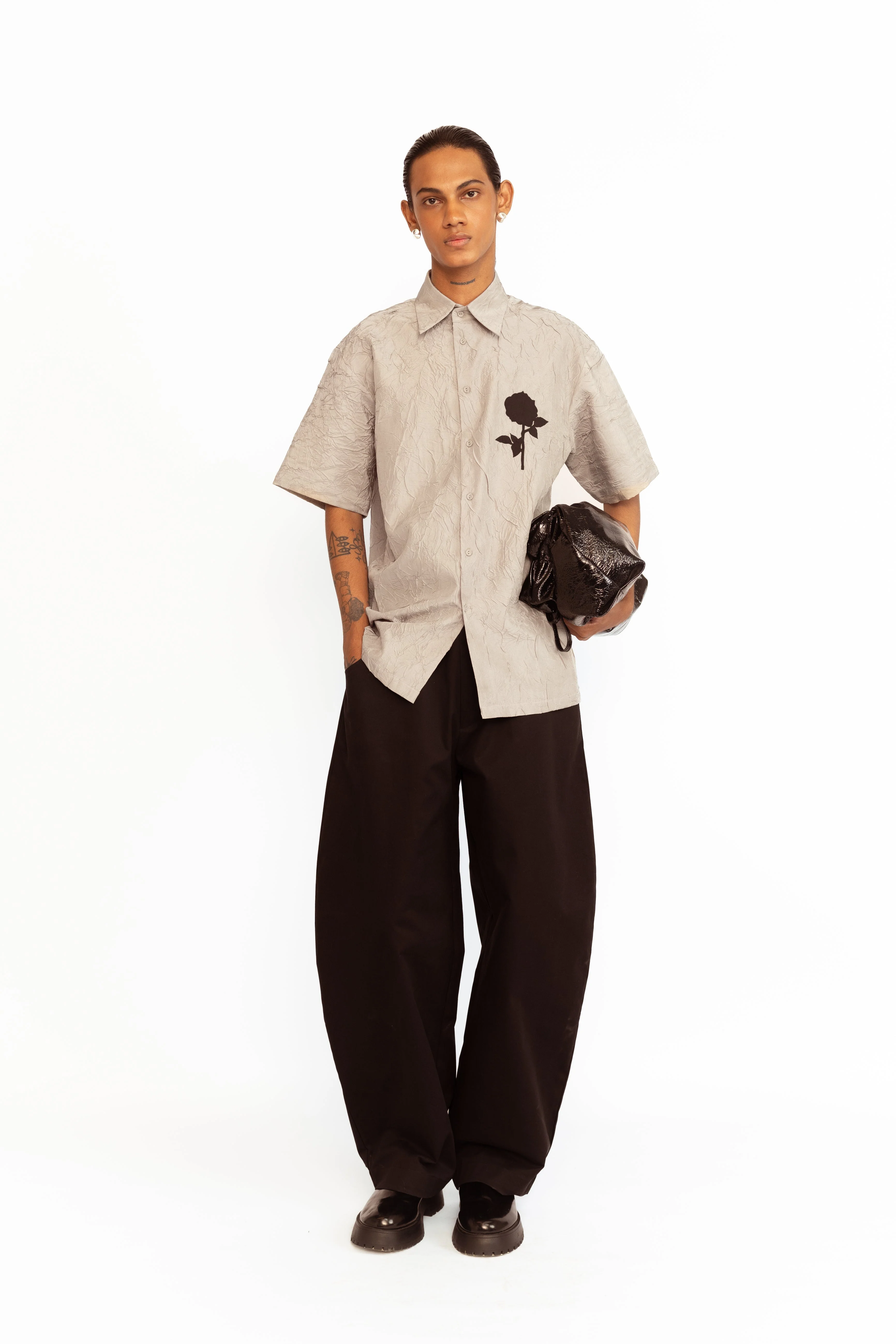 Oleander Applique Shirt - Silver - Image 3