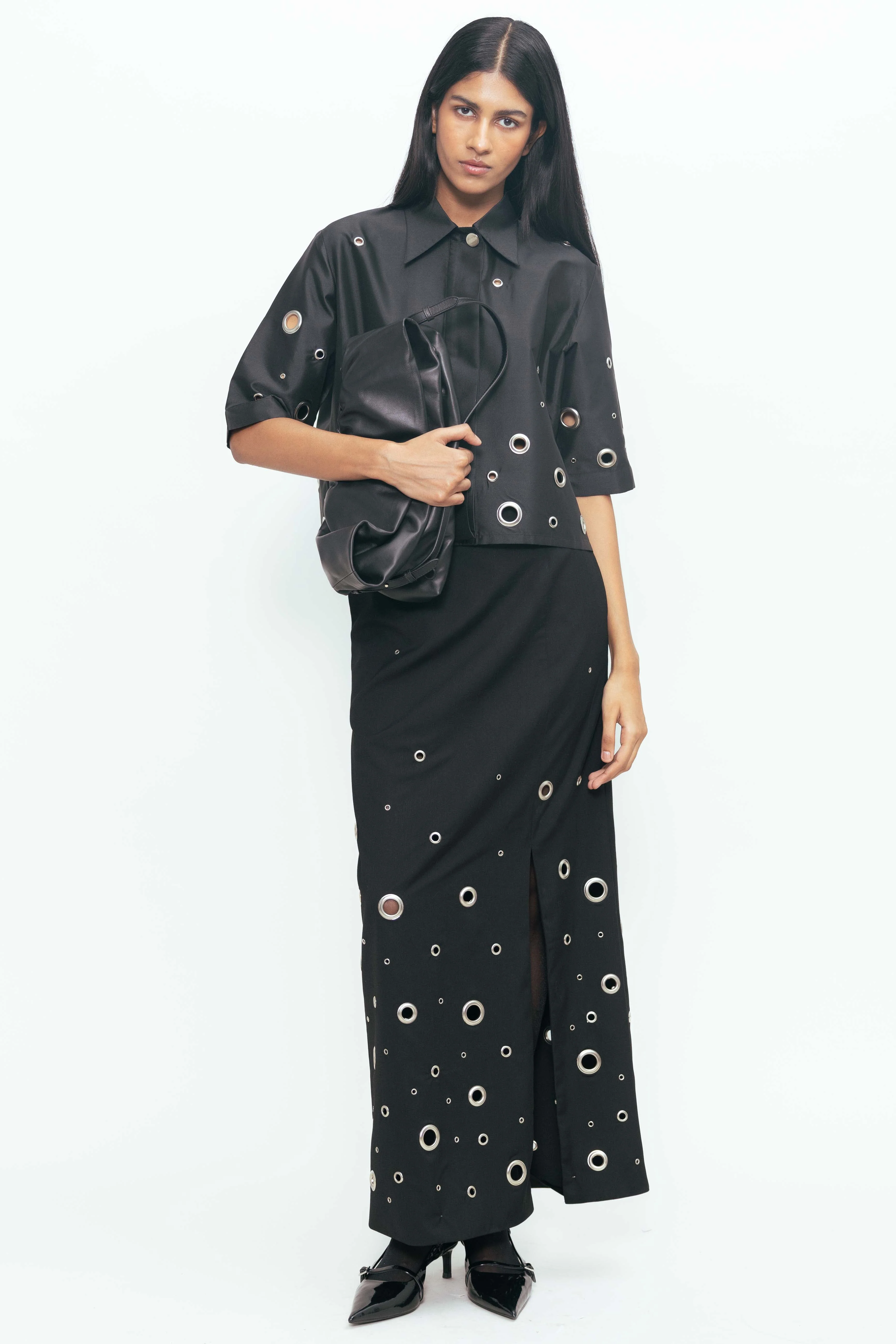 Guilia Rivetted Shirt - Black - Image 3