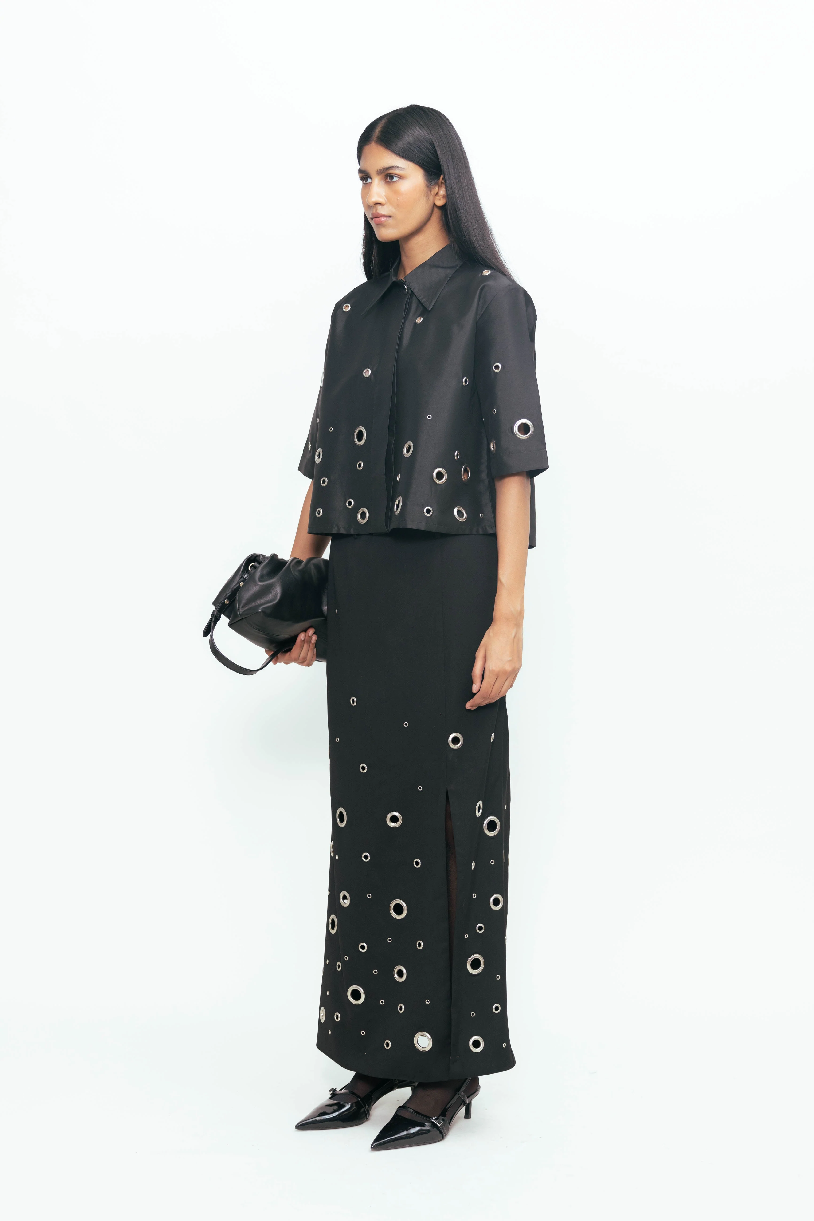 Guilia Rivetted Shirt - Black - Image 4