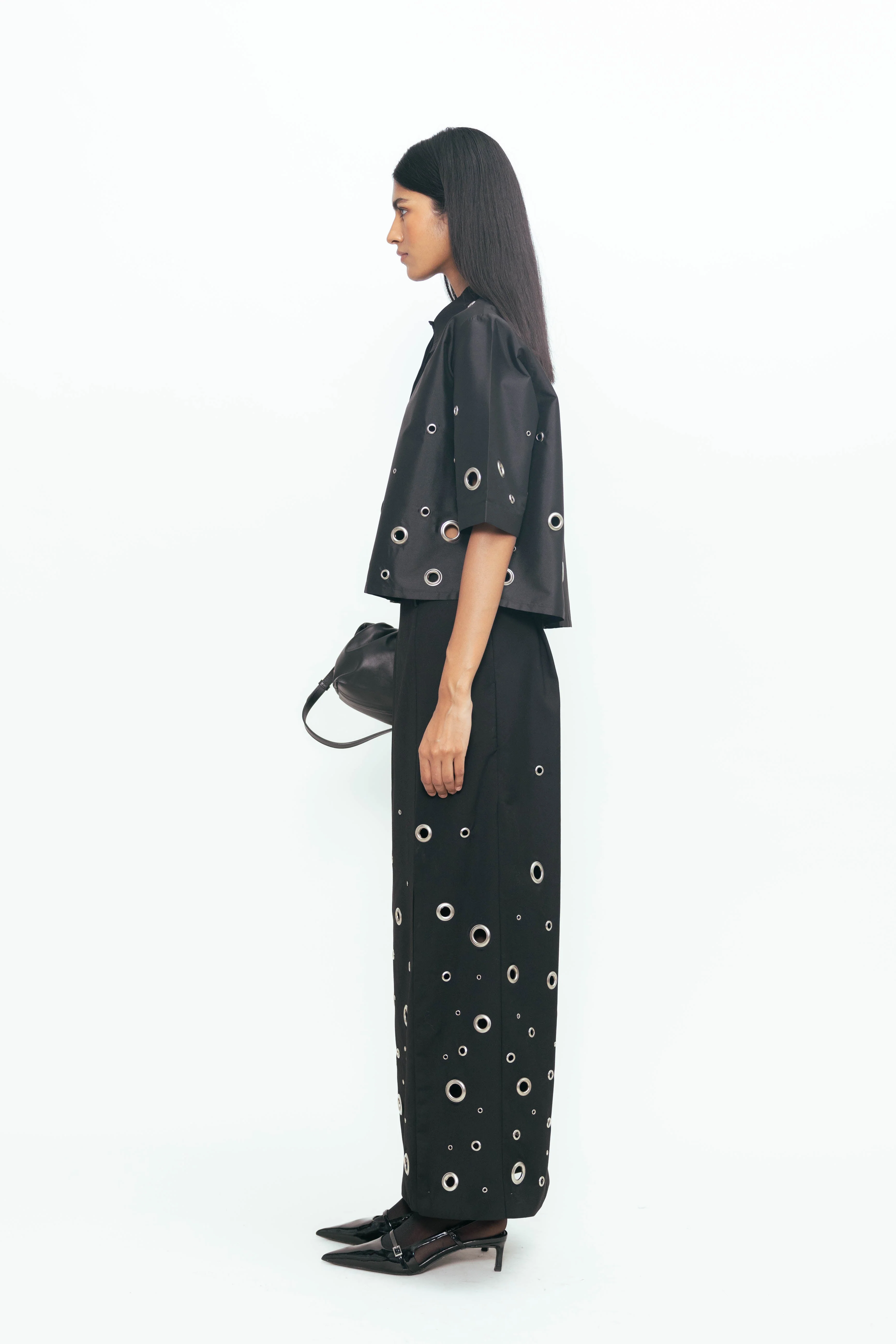 Guilia Rivetted Shirt - Black - Image 7