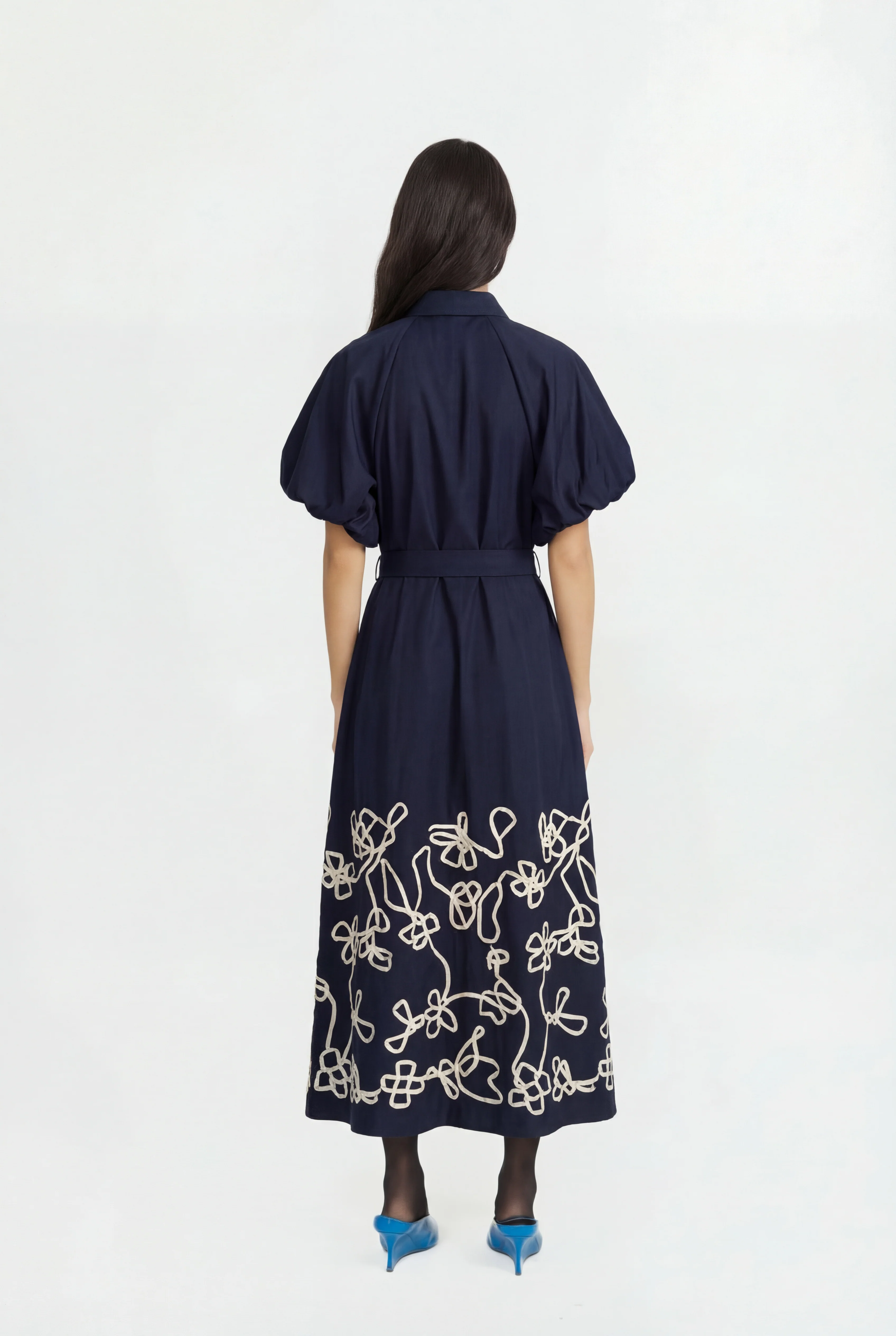 Simone Embroidered Dress - Navy - Image 3